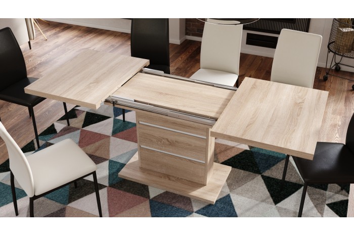 PIANO Stejar Sonoma/inserții Albe - MASĂ EXTENSIBILĂ MODERNĂ PÂNĂ