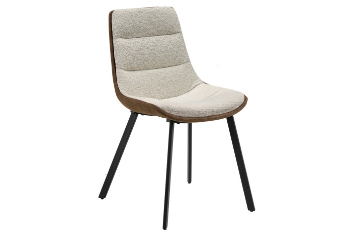 IDA Crem și Maro (material Monza 90/Preston 22) - SCAUN TAPIȚAT BOUCLÉ MODERN PENTRU SALON/SUFRAGERIE LOFT