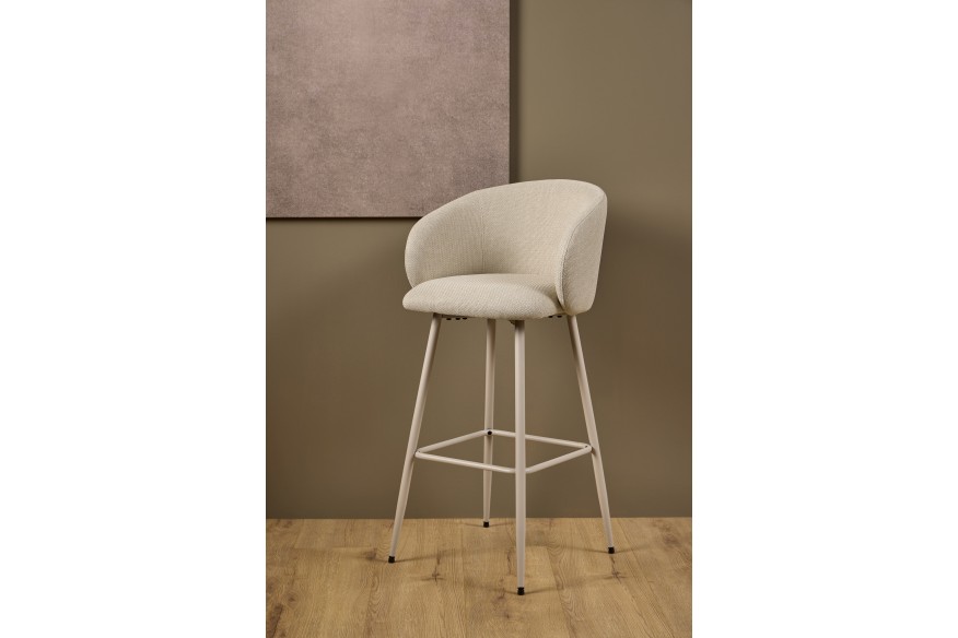CLARA Bej (material Basel 24)/cadru bej - HOCKER SCAUN DE BAR TAPIȚAT PENTRU BUCĂTĂRIE / SALON / RESTAURANT
