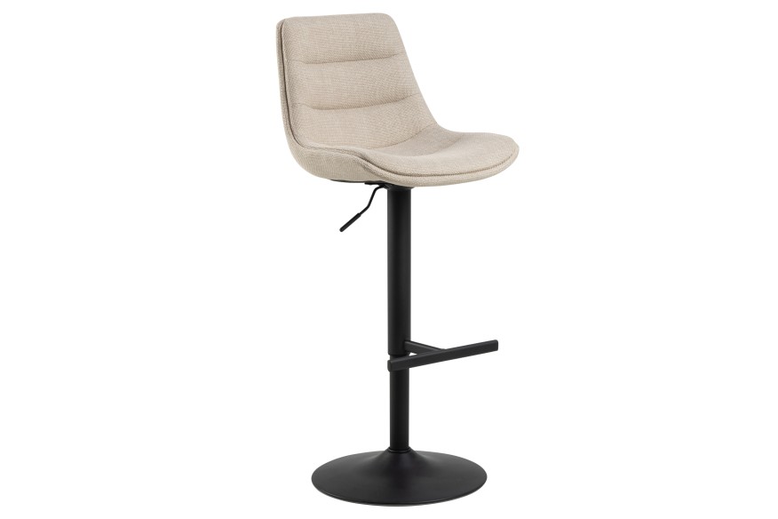IDA Bej (material Basel 24)/picior negru - HOCKER SCAUN DE BAR TAPIȚAT PENTRU BUCĂTĂRIE / SALON / RESTAURANT