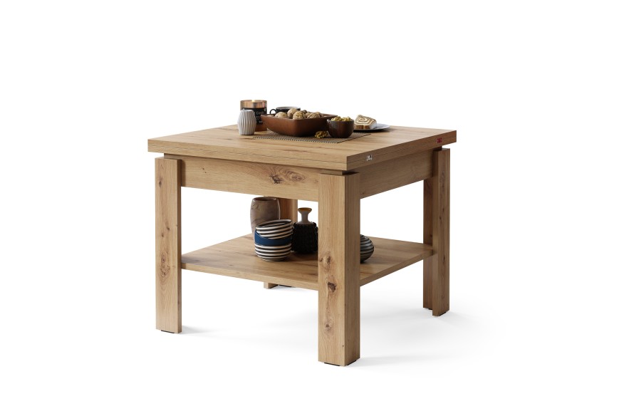 LEO Stejar Artisan - MASĂ COMPACTĂ CU BLAT EXTENSIBIL MĂSUȚĂ DE CAFEA